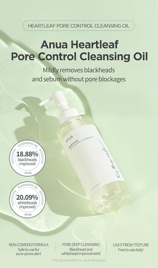 ANUA Heartleaf Pore Control Cleansing Oil, Oil Cleanser for Face, Makeup Blackhead