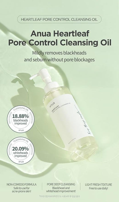 ANUA Heartleaf Pore Control Cleansing Oil, Oil Cleanser for Face, Makeup Blackhead