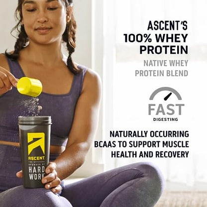 Ascent 100% Whey Protein Powder - Post Workout Whey Protein Isolate, Zero Artificial