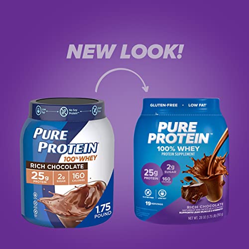 Pure Protein 100% Whey Protein Powder, Rich Chocolate, 25 g Protein, 1.75 lb