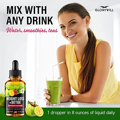 Weight Loss Drops Natural Detox Made in USA - Diet Drops for Fat Loss - Effective Appetite