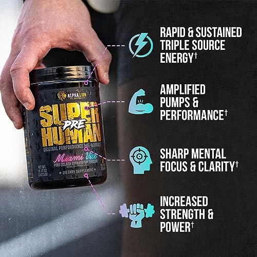 ALPHA LION Superhuman Pre Workout Powder, Beta Alanine, L-Taurine & Tri-Source