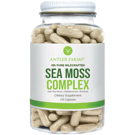 Antler Farms – 100% Pure Sea Moss Complex, 130 Capsules, Organic & Wildcrafted Irish