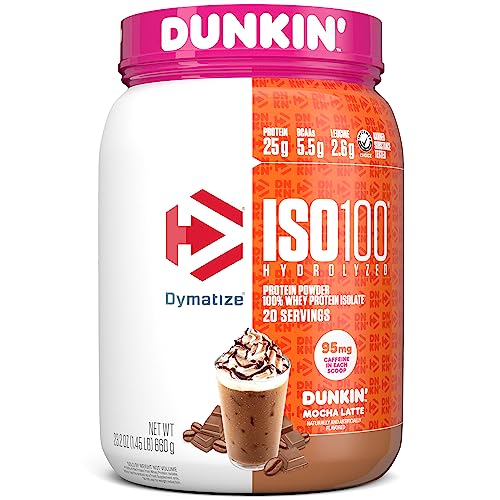 Dymatize ISO100 Hydrolyzed Protein Powder in Dunkin' Mocha Latte Flavor, 100% Whey 