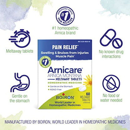 Boiron Arnicare Tablets for Pain Relief from Muscle Pain, Joint Soreness, Swelling from Injury or Bruises