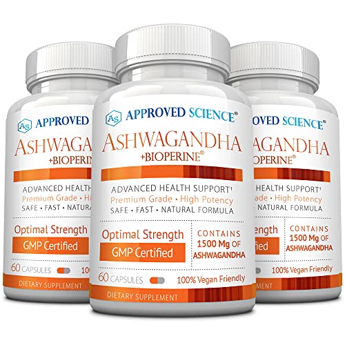 Approved Science® Ashwagandha 1500mg with Bioperine® and Ginger- Alleviate Sleepless