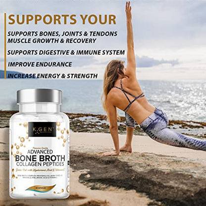 Pure Bone Broth Collagen Supplement Capsules Grass Fed Advanced Blend of Multi Collagen