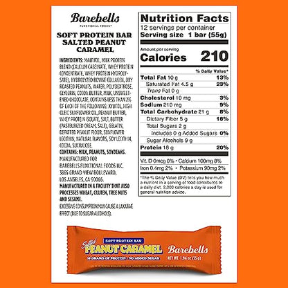 Barebells Soft Protein Bars Salted Peanut Caramel - 12 Count, 1.9oz Bars - Protein Snacks