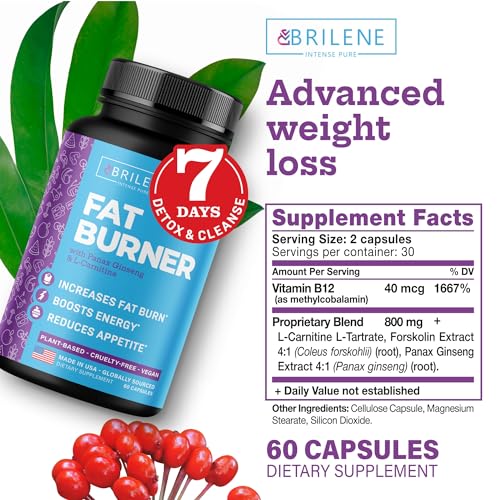 BRILENE Weight Loss Pills for Women - Made in USA - Natural Appetite Suppressant & Metabolism Booster