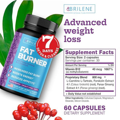 BRILENE Weight Loss Pills for Women - Made in USA - Natural Appetite Suppressant & Metabolism Booster