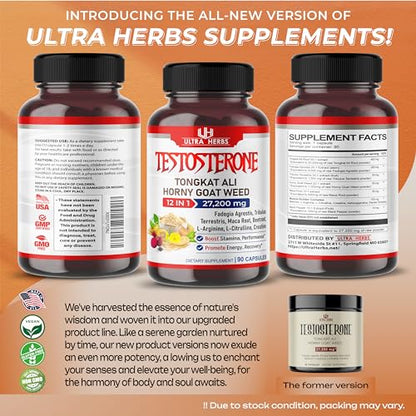 Ultra Testo 27,200mg 12 IN 1 complex with L-Arginine, Fadogia Agrestis, Tribulus Terrestris