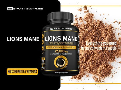 Lions Mane Supplement High Strength 26,000mg Plus 5 Vitamins