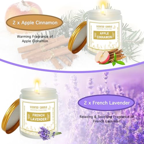 4 Pack Candles for Home Scented, Lavender & Cinnamon Candles Gifts for Women, 28 oz 200H Long