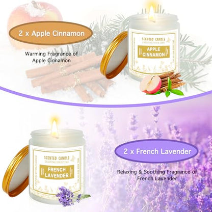 4 Pack Candles for Home Scented, Lavender & Cinnamon Candles Gifts for Women, 28 oz 200H Long