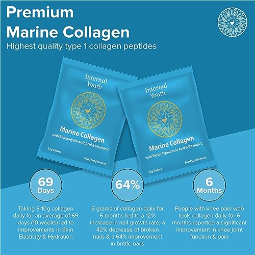 Marine Collagen Powder 10000mg with Hyaluronic Acid Biotin and Vitamin C A D3 E - Collagen