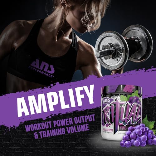 ANS Performance Ritual Pre Workout (30 Servings, 12.7 oz) - Complete Preworkout Formula - Energy, Focus, & Strength - Increase Power Output & Workout Volume - Endurance & Stamina (Grape)