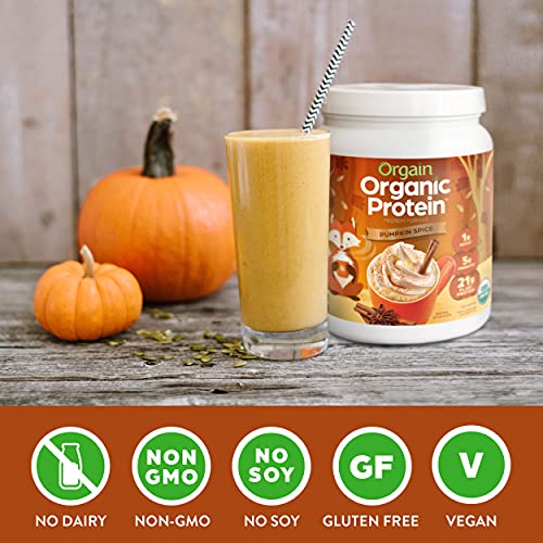 Orgain Organic Vegan Protein Powder, Pumpkin Spice - 21g of Plant Based Protein