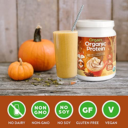 Orgain Organic Vegan Protein Powder, Pumpkin Spice - 21g of Plant Based Protein