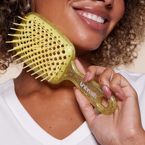 FHI HEAT UNbrush Wet & Dry Vented Detangling Hair Brush, Amber Yellow