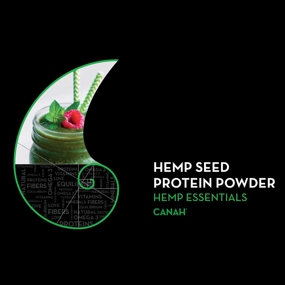 Canah® Natural Hemp Protein Powder 1 kg Vegan, High in Protein, Fibre, Omega 3 & Omega 6, Amino Acids, Vitamins and Minerals, Certified Kosher + Free Bonus Recipes