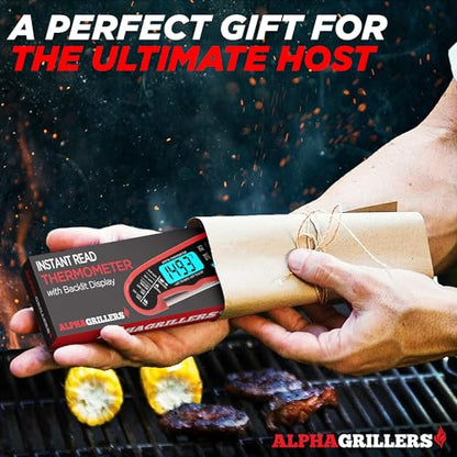 Alpha Grillers Instant Read Meat Thermometer for Grill and Cooking. Best Waterproof Ultra