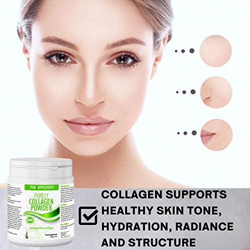 Collagen Powder Marine Supplement | Hydrolyzed Protein peptides with Hyaluronic Acid Vitamin C Biotin etc for Women Men