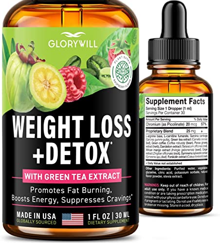 Weight Loss Drops Natural Detox Made in USA - Diet Drops for Fat Loss - Effective Appetite