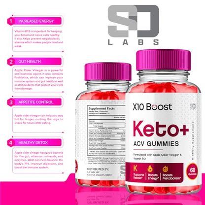 (2 Pack) X10 Boost Keto ACV Gummies Advanced Weight Loss, X10 Boost Keto