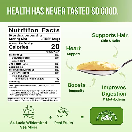 EverSmith Organics - Wildcrafted Irish Sea Moss Gel | Made in USA | Rich in Vitamins