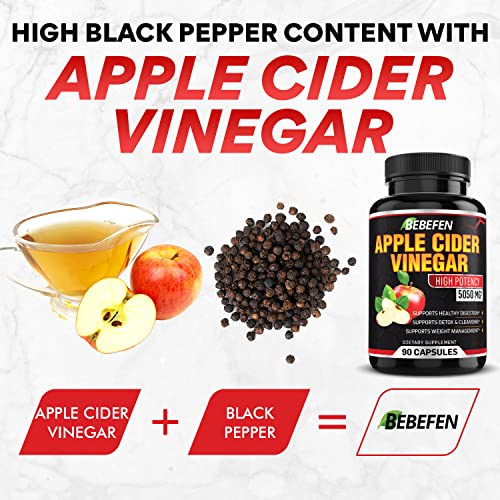 Apple Cider Vinegar Capsules - 5050mg Formula Pills with Black Pepper Extract