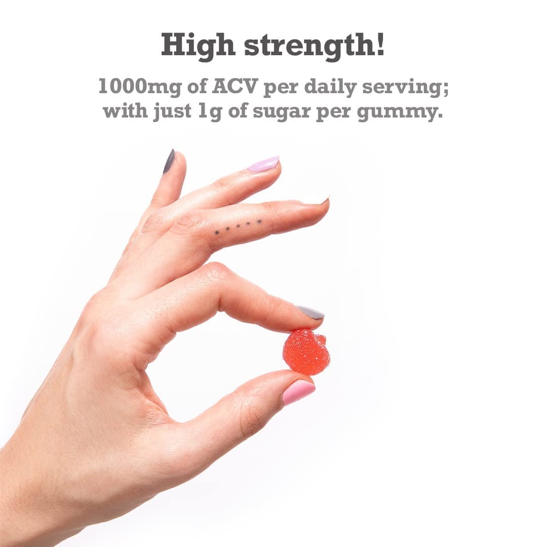 Apple Cider Vinegar Gummies with The Mother 1000mg Enhanced with Vitamin B12 & Folic