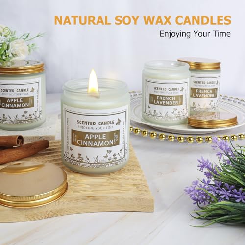 4 Pack Candles for Home Scented, Lavender & Cinnamon Candles Gifts for Women, 28 oz 200H Long