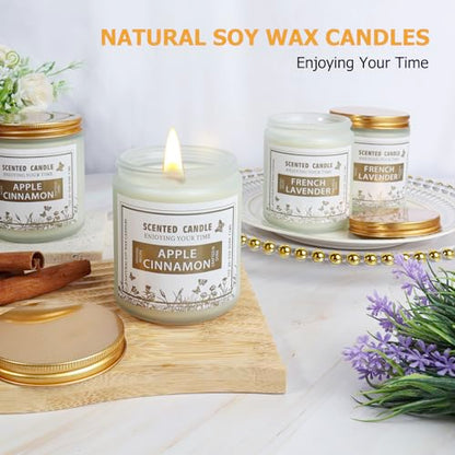 4 Pack Candles for Home Scented, Lavender & Cinnamon Candles Gifts for Women, 28 oz 200H Long