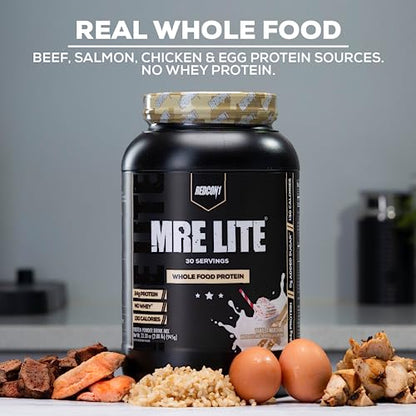 REDCON1 MRE Lite Whole Food Protein Powder, Fudge Brownie - Low Carb & Whey