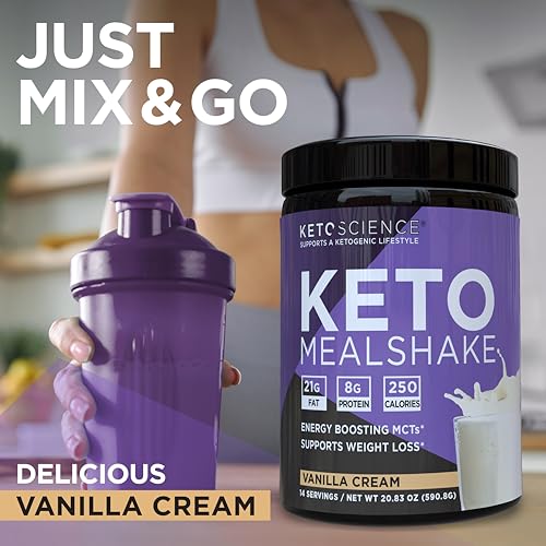 Keto Science Ketogenic Meal Shake Vanilla Dietary Supplement, Rich in MCTs and Protein