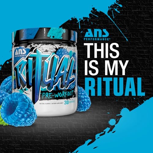 ANS Performance Ritual Pre Workout (30 Servings, 12.7 oz) - Complete Preworkout Formula - Energy, Focus, & Strength - Increase Power Output & Workout Volume - Endurance & Stamina (Blue Raspberry)