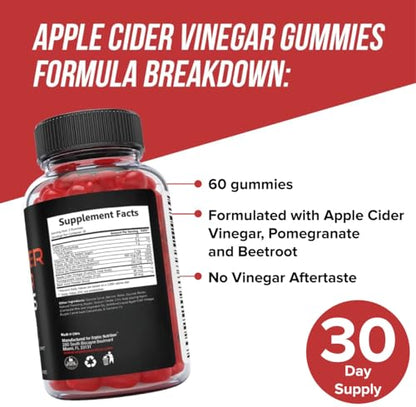 Apple Cider Vinegar Gummies with Mother- 1000mg - Supplement Formulated to Support