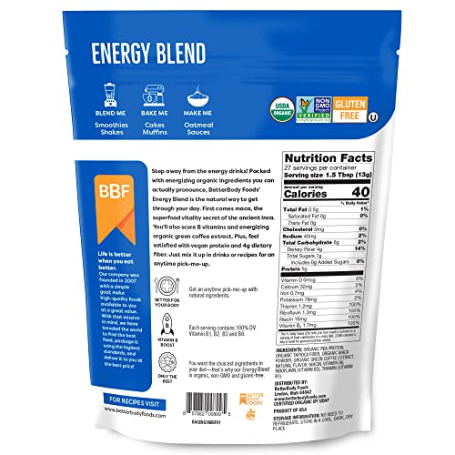 BetterBody Foods Organic Energy Blend, Plant-Based Natural Energy, Gluten-free, Non-GMO