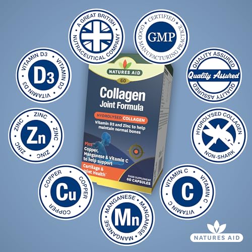 Natures Aid Collagen Joint Formula with Vitamin C, Copper and Manganese, Cartilage and Joint Health, 60 Capsules