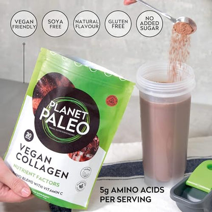 Planet Paleo Vegan Collagen (Chocolate, 255g) - Vegan Collagen Powder - High Protein