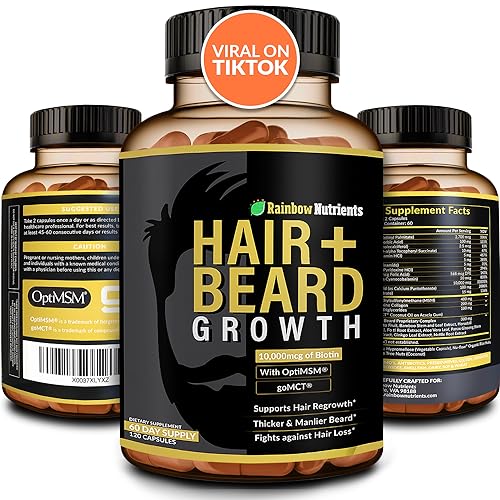 Rainbow Nutrients, LLC Hair + Beard Growth Vitamins for Men | Biotin 10,000mcg