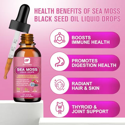 3000mg Sea Moss Liquid Drops - Organic Black Seed Oil & Irish Sea Moss