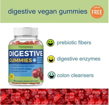 HEMPWAY Fiber Gummies for Digestive Colon Cleanse - Health & Daily Weight Support