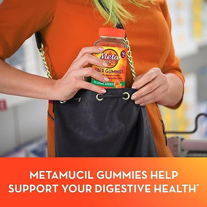 Metamucil Fiber Supplement Gummies, Sugar Free Orange Flavor, 5g Prebiotic Plant Based