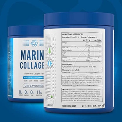 Applied Nutrition Marine Hydrolysed Collagen Powder from Wild Salmon - Protein for Health, Skin, Hair, Nails, Bones, Muscle & Joints