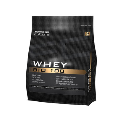 Fitness Culture Whey Bio 100 Whey Protein Powder with Pre and Pro Biotics Raspberry Flavour