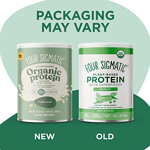 Four Sigmatic Organic Plant-Based Protein Powder Unflavored Protein with Lion’s Mane