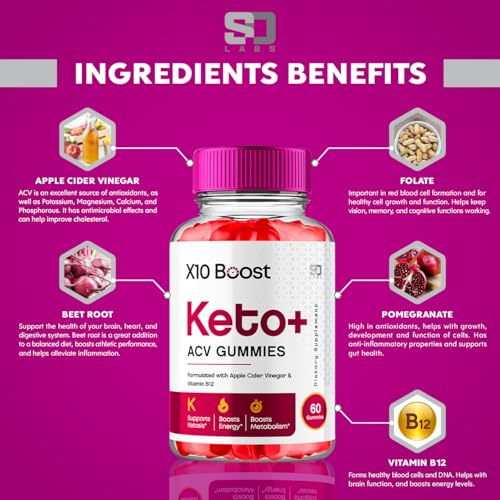 (2 Pack) X10 Boost Keto ACV Gummies Advanced Weight Loss, X10 Boost Keto