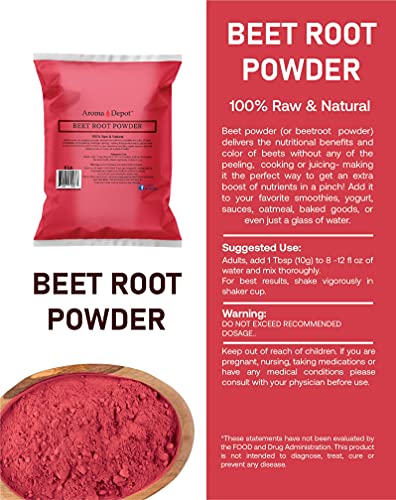 Beet Root Powder 2 lb. by Aroma Depot Raw & Non-GMO I Vegan & Gluten Free I Nitric Oxide Booster I Boost Stamina and Increases Energy I Immune System Booster I 100% Natural