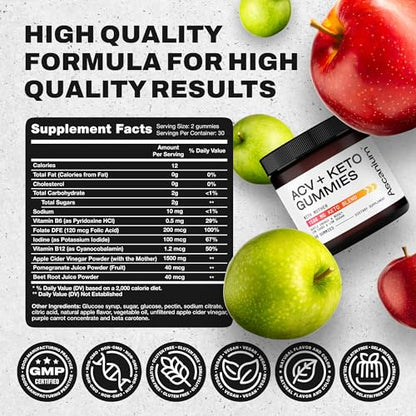 Ascanium Keto ACV Gummies 1500mg - Low-Sugar & Low-Carbs Apple